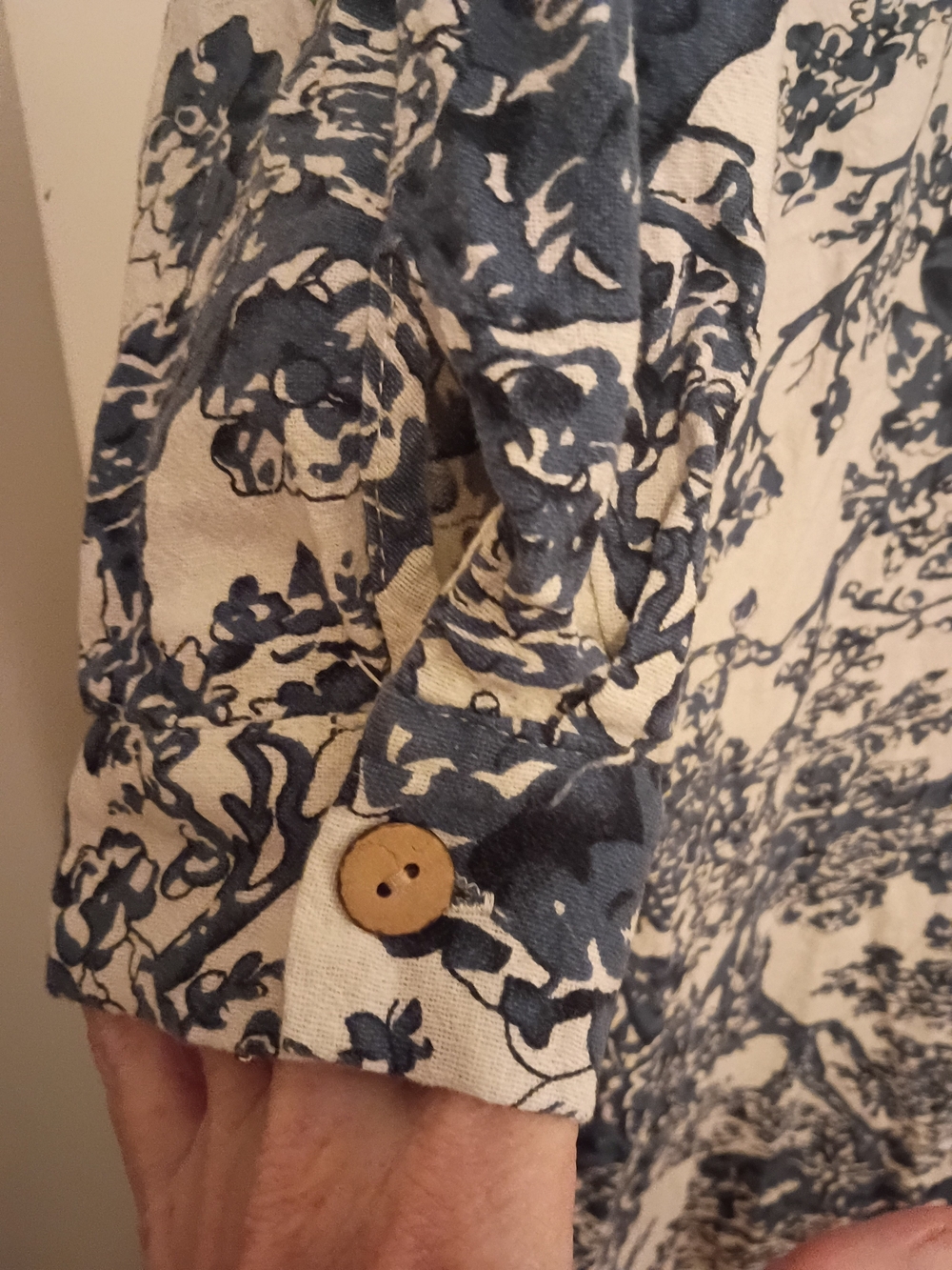 Floral Toile Shirt Dress in Blue and Cream - Picture 4 of 8